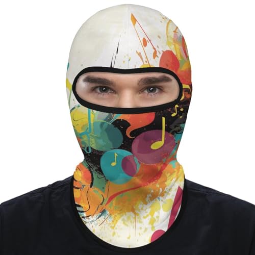 Balaclava máscara de esquí, protección solar cubre cara y cuello con diseño musical abstracto, fresco para verano, unisex miniatura 7