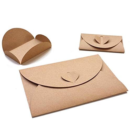 Hansgo Gift Card Envelopes, 100Pcs 4 X 2.8 Inch Cute Envelopes Small Gift Card Holders Mini Seed Envelopes With Heart Shaped Clasp #TOP3