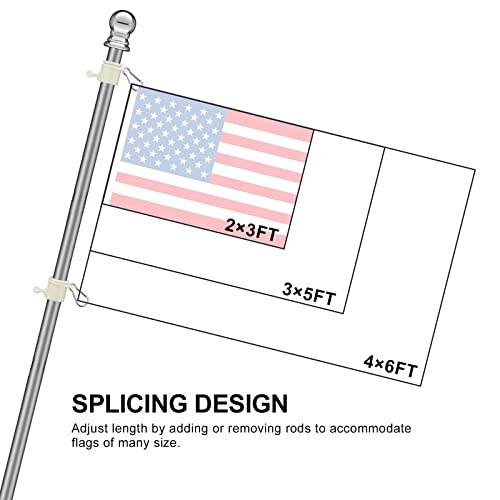Flag Pole, 5Ft Flag Pole For House - Residential Or Commercial Metal Flagpole For Garden Yard Porch Truck Boat (No Bracket) #TOP4