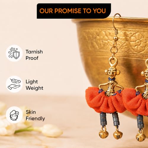 Image of Royal Queen & Empress Handcrafted Tribal Dhokra Earrings Collection for Women - Statement Ethnic Designs in Multiple Colours