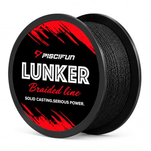 Piscifun Lunker Braided Line, Braided Fishing Line with Super Abrasion Resistance, Zero Stretch & Thinner Diameter for Extra Cutting Speed, Black 20LBs 300yards