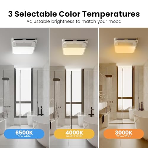 Extractores para Baños de Techo 5 en 1 con Calefacción, Luz LED 3CCT, Altavoz Bluetooth, Sensor de Humedad y Control Remoto | 1600 W, 170 CFM, 1,5 Sones, Blanco miniatura 3