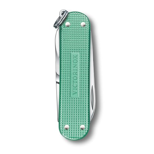 Image of Victorinox Classic SD Alox Swiss Army Knife, Compact, 5 Functions, Swiss Made Pocket Knife with Small Blade, Screwdriver and Key Ring - Minty Mint (Green)