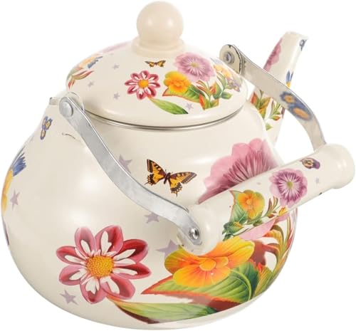 Bouilloire à thé en émail vintage de 1,5L pour toutes cuisinières