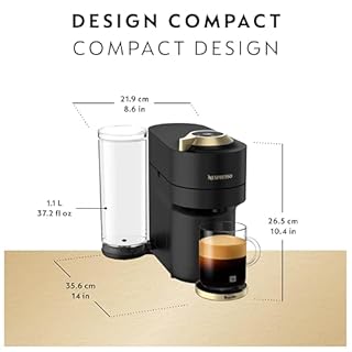 Nespresso Vertuo Pop+ Deluxe Coffee and Espresso Machine by Breville - Matte Black and Gold