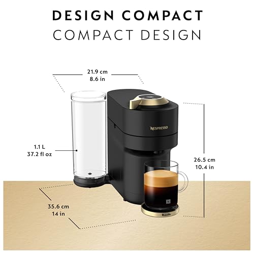 Nespresso Vertuo Pop+ Deluxe Coffee and Espresso Machine by Breville - Matte Black and Gold by Nespresso - Image 5