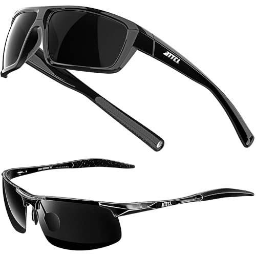 ATTCL Bundle Polarized Wrap Sunglasses For Men+gifts for men Fashion Driving Polarized Sunglasses:(5001-Black)+(8177-Black)