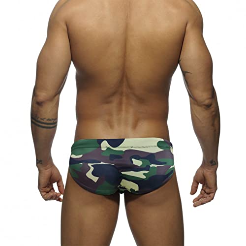 Mens Low Rise Cheeky Underwear Camo Bikini Bottom Drawstring Swim Briefs Quick Dry Pouch Underwear Swimsuit Bathing Suit Polyester Printed Swimwear Undies #TOP1