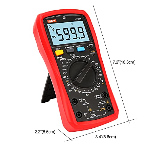 Image of UNI-T Multimeter Kit UT890C True RMS 6000Counts Volt Meter Ohmmeter, Ac Dc Voltage Current Amp Capacitance Meter Temperature hFE Diode Continuity Test NCV for Automotive HVAC