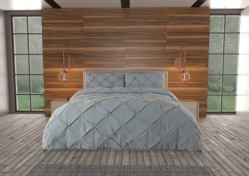 Image of Nestl King Comforter Set Pinch Pleat Comforter, Bedding Comforter Sets, Comforter Set for King Bed, Pintuck Comforter Set King /Cal King Size, Down Comforter with 2 Pillow Shams, 3-Piece - Ice Blue