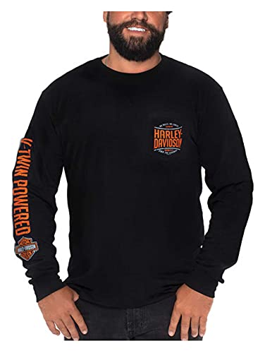 Harley-Davidson Men's Stock Pile Long Sleeve Chest Pocket Cotton T-Shirt (3XL)