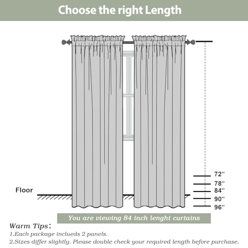 Image of OWENIE Grey Sheer Curtains, Sheer Curtains 84 inches Long 2 Panels Set, Rod Pocket Voile Fimly Gray Drapes for Living Room /Bedroom, 2pcs, Each 42 inch W x 84 inch L