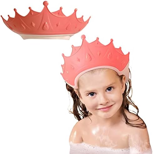 Baby Shower Cap Shield, Shower Cap for Kids, Visor Hat for Eye and Ear Protection for 0-9 Years Old Children, Baby Hair Washing Guard, Baby Bath Hat Cute Crown Shape Makes the Baby Bath More Fun