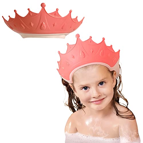 Image of aby Bath Cap Baby Shower Cap Waterproof Shampoo Hat for Children Toddler Girls Boys Protect ears eyes. Adjustable Silicone Baby Bathing Crown