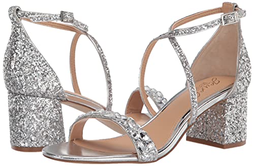 Jewel Badgley Mischka Claudia Glitter Block Heel #TOP6