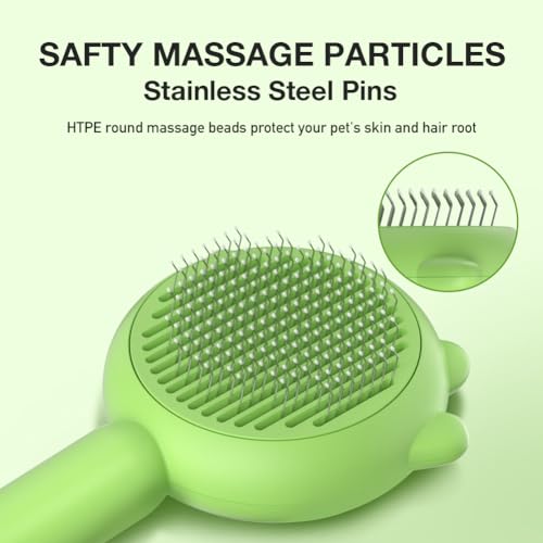Image of Dog Brush for Shedding, Gentle Self Cleaning Pet Brush with Release Button for Cats and Dogs, Easy to Remove Loose Hair Daily Grooming Tool During Shedding Season