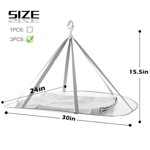 WEISGJA 1 Tier Folding Mesh Clothes Drying Rack with Internal Fixation Stackable Sweater Drying Rack Portable Hanging Laundry Rack for Sweater,T-Shirt,Delicates,Swimsuit (2 Pack) by WEISGJA - Image 2