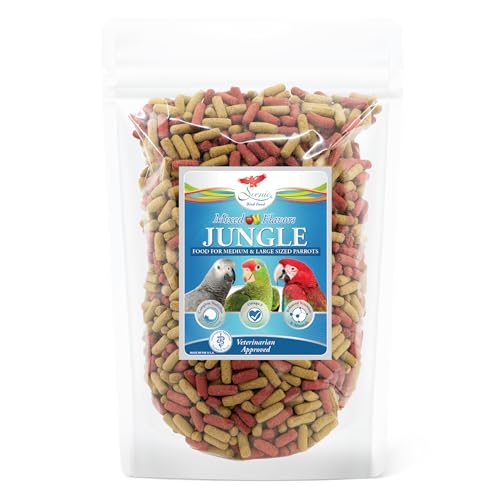 Scenic Mix Jungle Premium Parrot Food - Apple, Natural Flavors, High Protein, Low Iron Bird Pellets for Large Parrots, Macaw Food, Cockatoo & African Grey Parrots, Omega 3, Vitamins, Minerals, 1 LB