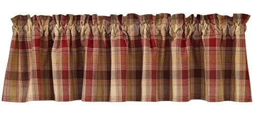 Park Designs Farmhouse Kitchen Valances for Windows - Red Heartside | Fall Decor Window Valance | Plaid Curtain Valances for Windows | 72" x 14"