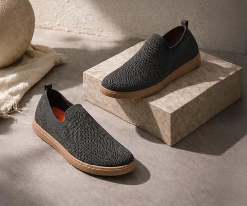 Image of Kraasa Men's Casual Slip-On Loafers | Soft Knitted Upper Breathable Flex Upper | Lightweight Comfort Shoes | TPR Sole
