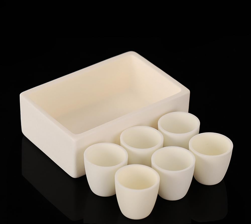Set di crogioli in allumina pura al 99% - Crogioli quadrati e cilindrici for alte temperature for uso industriale e di laboratorio(100x30x20mm-Φ20x20mm-4pcs)