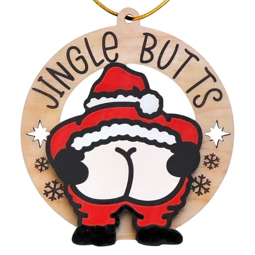 Image of 2025 Funny Christmas Wooden Ornaments, Novelty Christmas Ornament Funny Wooden Hanging Decoration for Tree Home, Funny Inappropriate Christmas Ornaments, Santa Claus