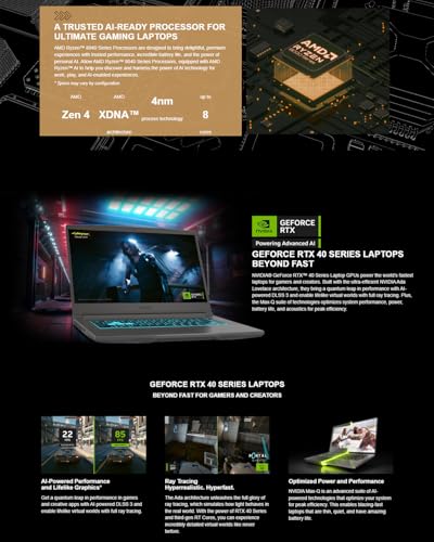 Image of MSI Thin A15 Gaming Laptop - AMD Ryzen 9 8945HS(8-core), GeForce RTX 4060, 15.6 inch 144Hz FHD IPS Display, Backlit Keyboard, Windows 11 Pro, Office Lifetime Pro, External DVD Drive(32 GB DDR5|1TB SSD)