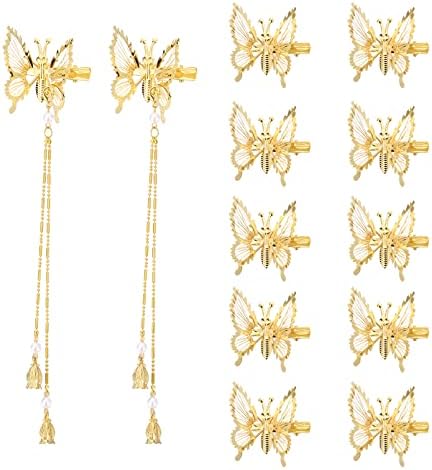 ONCHSH 3D Moving Butterfly Hair Clips,Metal Butterfly Hairpins Bride Wedding Head Pieces Hair Accessories for Women Girls (Gold)