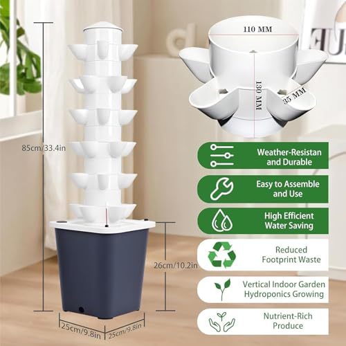 Sistema de cultivo hidropónico en torre de 10 a 30 cápsulas, kit de cultivo vertical para plantas de interior y exterior con bomba silenciosa para hierbas y verduras, cultivo sin tierra que ahorra e