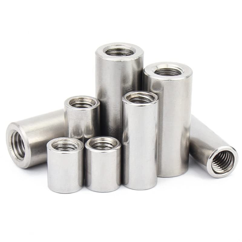 10pcs Cylindrical Joint Nut Set - M3 M4 M5 M6 M8-304 Stainless Steel Round Coupling Nuts for Internal Thread use(M5x8x20)