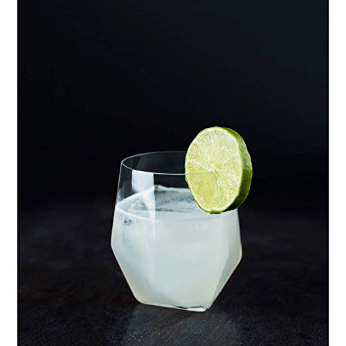 Viski Seneca Faceted Crystal Tumblers Set Of 2 - Premium Crystal Clear Glass, Stylish Lowball Cocktail Glasses, Cocktail Glass Gift Set - 11 Oz #TOP7