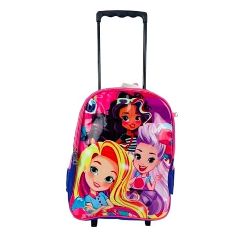 Mochila Infantil Rodinha Princesa Amigas Rosa Estojo Lancheira