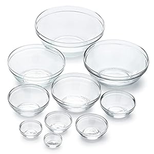 Duralex Gigogne Stackable Glass Mixing Bowl Set, 10 Piece
