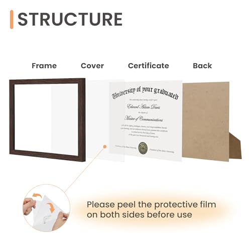 Image of upsimples Certificate Frame, 8.5 by 11 Diploma Frames, 1 Pack, Brown
