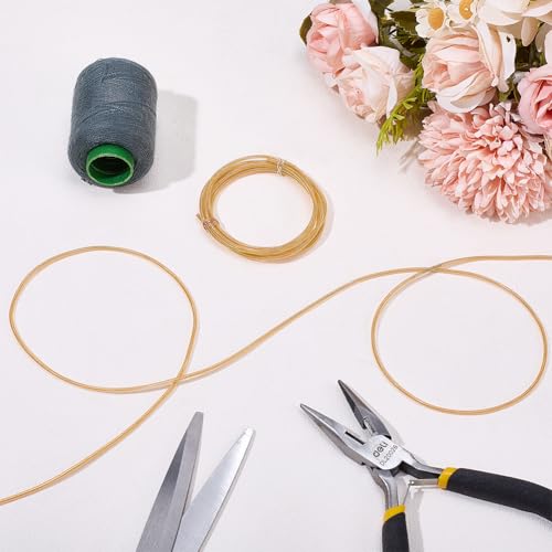 Beebeecraft 1 Box 2M Gold French Wire Real 24K Gold Plated Brass Spiral Coil Embroidery Silk Thread Gimp Bullion Wires for Sewing DIY Crafts Beading Clothes Decoration Jewelry Making Accessories - Image 4