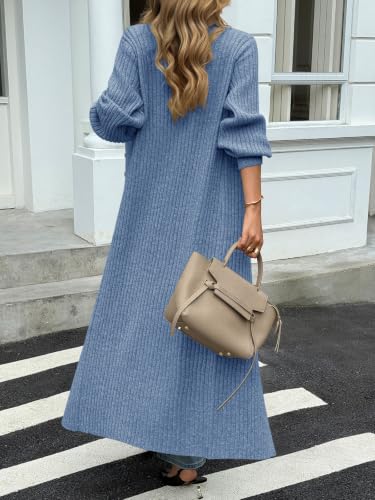 Image of Saodimallsu Womens Long Duster Cardigans Button Down Maxi Sweater Dress