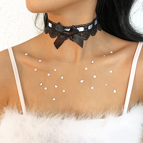 Jumwrit Gothic Lace Choker Necklace Sexy Bow Collar Necklace Lolita Necklace Accessories For Women And Girls（Black） #TOP1