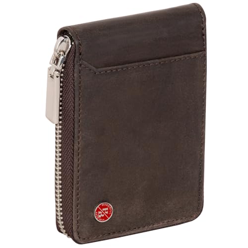 Image of HORNBULL Steve Coffee Brown RFID Blocking Leather Wallet for Men | Vertical Credit Debit Card Holder