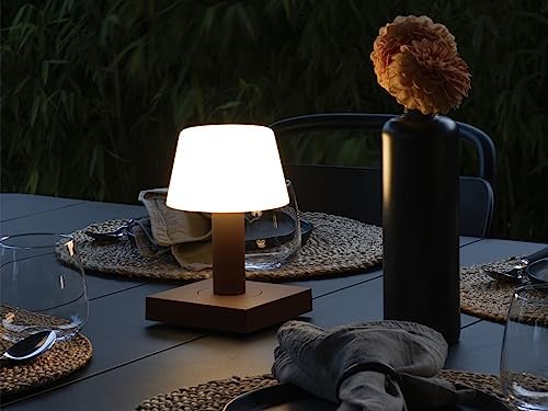 Konstsmide Rechargeable Battery Operated Cordless Table Lamp Touch Control Dimmer and 2 Colour Modes USB Charging Dock Included Battery Powered Light for Indoor or Outdoor Use