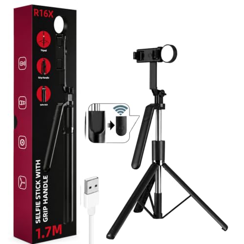 Image of Selfie Stick Tripod 67cm with Bluetooth Remote & Fill Light (7 feet)