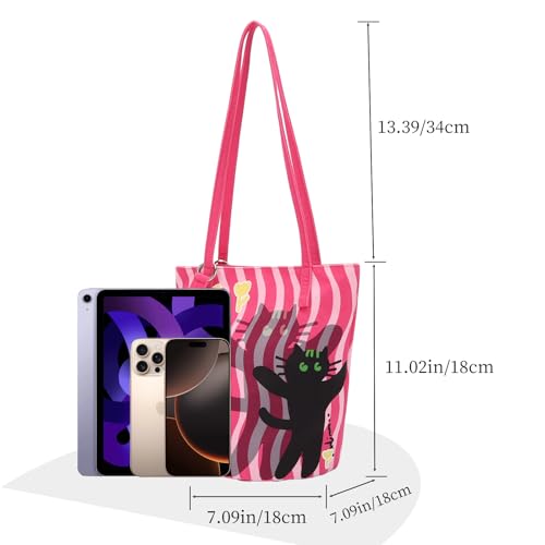 Image of Shoulder Bag for Women, Cotton Canvas Bucket Bags Tote Purse Cute Crossbody Bag Designer Ladies Handbags