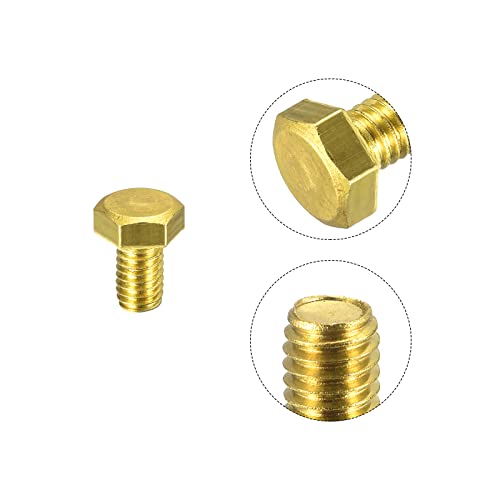 Image of uxcell Brass Hex Bolts, M6x10mm 5pcs Fully Thread Grade 4.8 Solid Brass Hexagon Head Bolt Machine Screws for Machinery