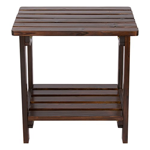 Shine Company 4104Bb Rectangular Wooden Indoor/Outdoor Patio Side Table, Burnt Brown #TOP1