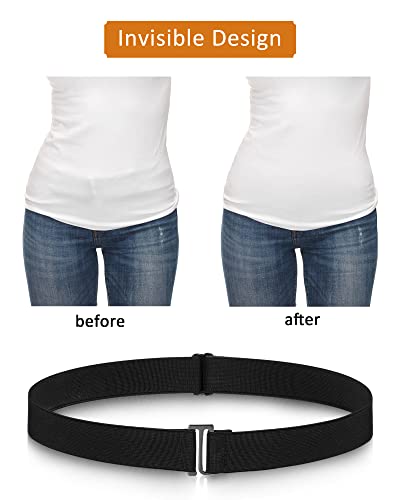 Image of SATINIOR 2 /3 /4 Pack Women Elastic Stretch Belt Invisible Sweater Shirt Tuck Band with Flat Buckle for Jeans Pants