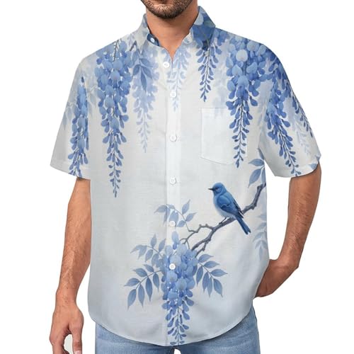 Chemise homme manches courtes imprimé oiseaux mode printemps