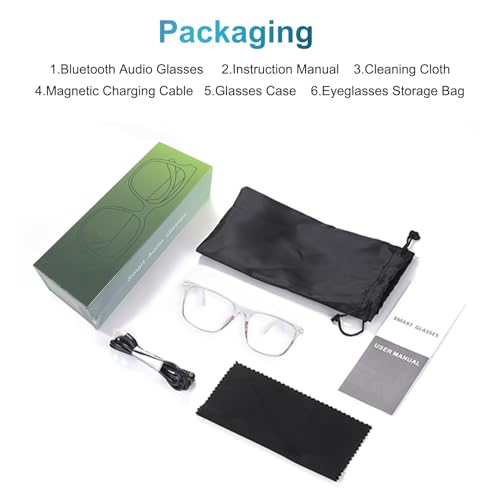 Image of GenXenon Bluetooth Smart Glasses for Men & Women, Blue Light Blocking & Photochromic Glasses with Speaker, Hand-Free Call /Music Sunglasses, IPX5 Waterproof, Audio Eyeglasses for Travel /Working-Blue