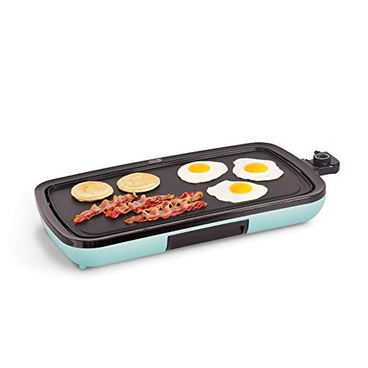 DASH DEG200GBAQ01 Everyday Nonstick Electric Griddle for Pancakes, Burgers, Quesadillas, Eggs & other on the go Breakfast, Lunch & Snacks with Drip Tray + Included Recipe Book, 20in, Aqua