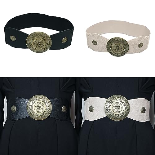 HUIFACAI Girl Waist Belt With Relief Round Buckle Adjustable Waist Belt Elastic Waistband For Coat Shirt Decors Cowboy B