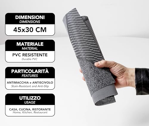 IPEA Tischsets Abwaschbar Schwarz 45 x 30 cm - 6er Set - Für Abendessen, Mittagessen, Frühstück - Hitzebeständig, rutschfest, Schmutzabweisend für Küchentisch und Wohnzimmer - Platzsets Abwischbar