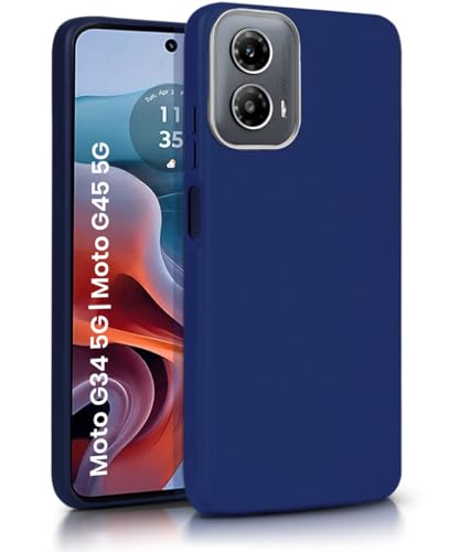 Image of WOW IMAGINE Back Cover for Motorola Moto G34 5G | Moto G45 5G | Ultra Slim Flexible Non-Slip Grip | Inner Fabric | Metal Camera Ring & Lightweight Soft Silicone Mobile Case - Blue